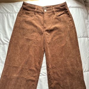 corduroy wide leg brown pants